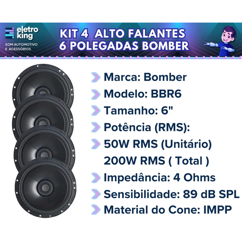 Kit 04 Alto-Falantes 6 Bomber