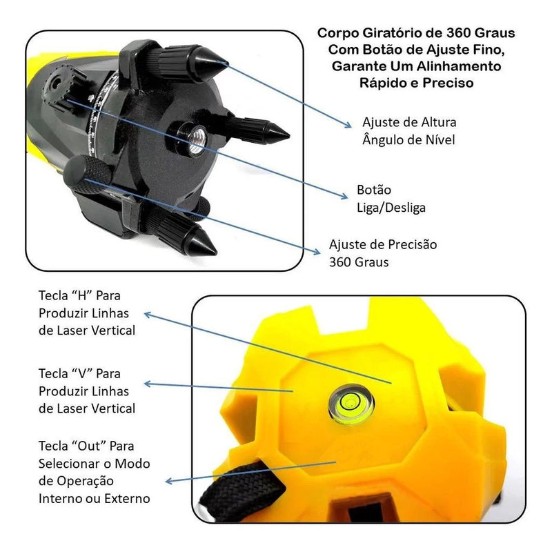 Nível Laser Verde Vertical Horizontal 5 Linhas