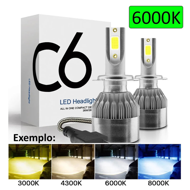 Lâmpadas C6 Farol de Carro LED 6000K